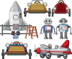 Set of different vintage robots vector