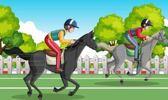 una escena de corredor de caballos en el hipódromo vector