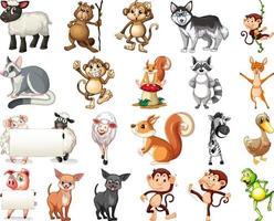 Set of animal cartoon character vector