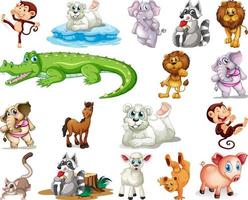 Set of animal cartoon character vector