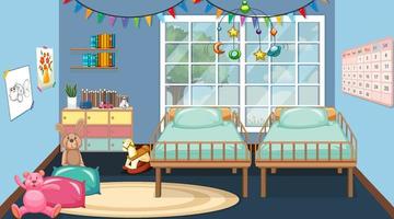 Scene with two baby beds vector