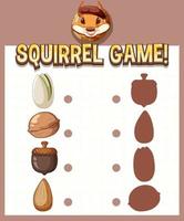 A squirrel matching game worksheet for children vector