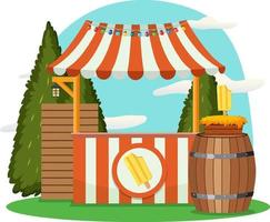 Market stall concept with ice cream shop stall vector