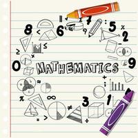 Doodle fórmula matemática con fuente matemática en la página del cuaderno vector