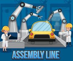 Production process concept with assembly line banner design vector