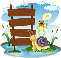 Empty board template with snail and insects vector