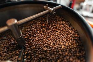 Roasted coffee beans in a cooling machine photo