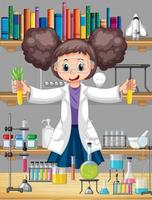 escena de laboratorio con personaje de dibujos animados científico vector