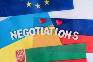Negotiations between Ukraine, Russia, the European Union and Belarus.