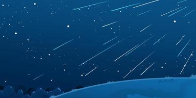 meteor shower illustration at night photo