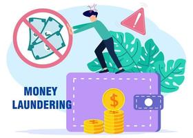 Illustration vector graphic cartoon character of anti stop money laundering