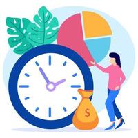 Illustration vector graphic cartoon character of time is money