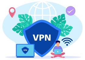 Illustration vector graphic cartoon character of VPN