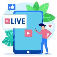 Illustration vector graphic cartoon character of live streaming social media