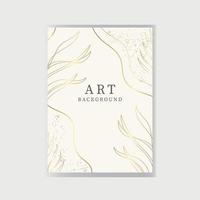 Abstract vertical background in beige color with golden floral elements. Elegant luxury invitation card template. Vector illustration.