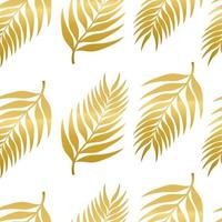 Elegance seamless pattern with tropical leaves in golden. Palm branch. For textile, cover, wrapping paper. Vector illustration.