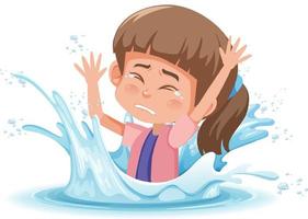 A water splash with a kid drowning on white background vector