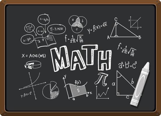 Math formula on blackboard isolated