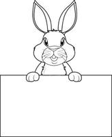 Rabbit doodle outline for colouring vector