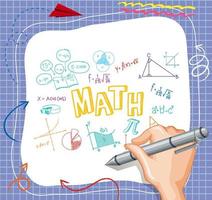 Hand writing math formula on paper note vector