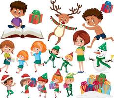 Collection of many kids doing different activities vector