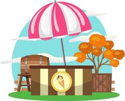 Market stall concept with ice cream shop stall vector