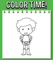 Worksheets template with color time text and prince outline vector