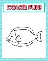 Worksheets template with lets color text and fish outline vector