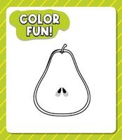 Worksheets template with color fun text and pear outline vector