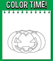 Worksheets template with color time text and pumpkin halloween outline vector