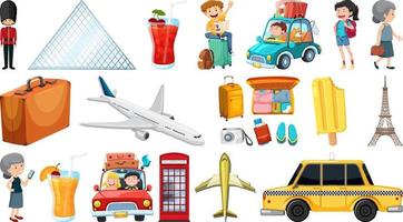 Set of summer vacation objects and elements vector