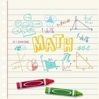 Doodle math formula with Mathematics font on notebook page vector