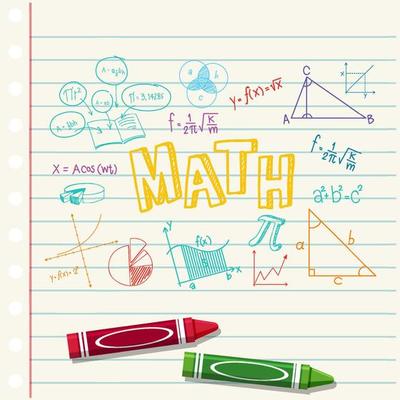 Doodle math formula with Mathematics font on notebook page