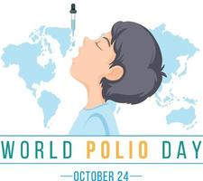 diseño del cartel del día mundial de la poliomielitis con un niño que recibe la vacuna oral contra la poliomielitis vector
