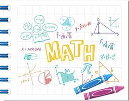 Doodle fórmula matemática con fuente matemática en el cuaderno vector