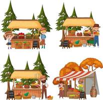 Flea market concept with set of different stores vector