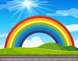 Rainbow in bright blue sky