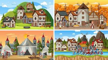 Set of different scene medieval vector