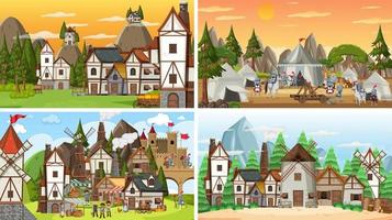 Set of different scene medieval vector