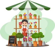 Flea market concept with garden shop vector