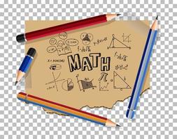 Doodle fórmula matemática con fuente matemática en la página del cuaderno vector