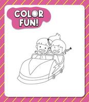 Worksheets template with color fun text and roller coaster outline vector