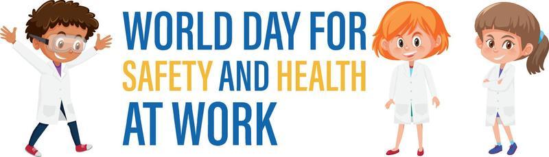 Poster design for world day for safety health at work with kids