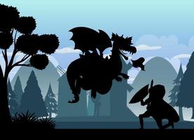 Silhouette scene with medieval vector