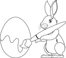 Rabbit doodle outline for colouring vector