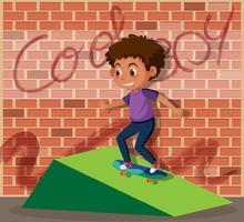 A scene of little boy playing skate vector