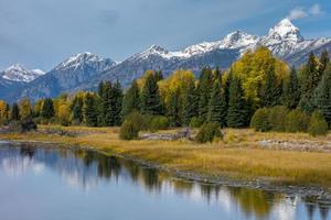 Peaceful and tranquil Snake River winding its way through Wyoming photo