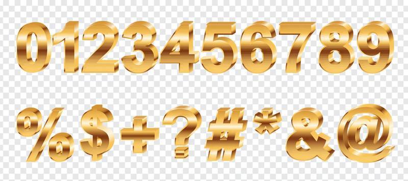 Free Vector  Golden numbers set 3d realistic metal golden font number  1234567890 decoration for banner cover birthday or anniversary party  invitation design