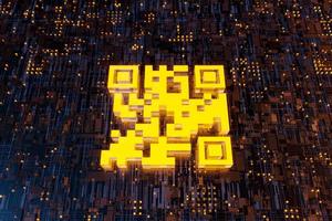 3d QR code on abstract electronic board photo