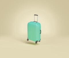 isolated travel suitcase suspended on studio background photo